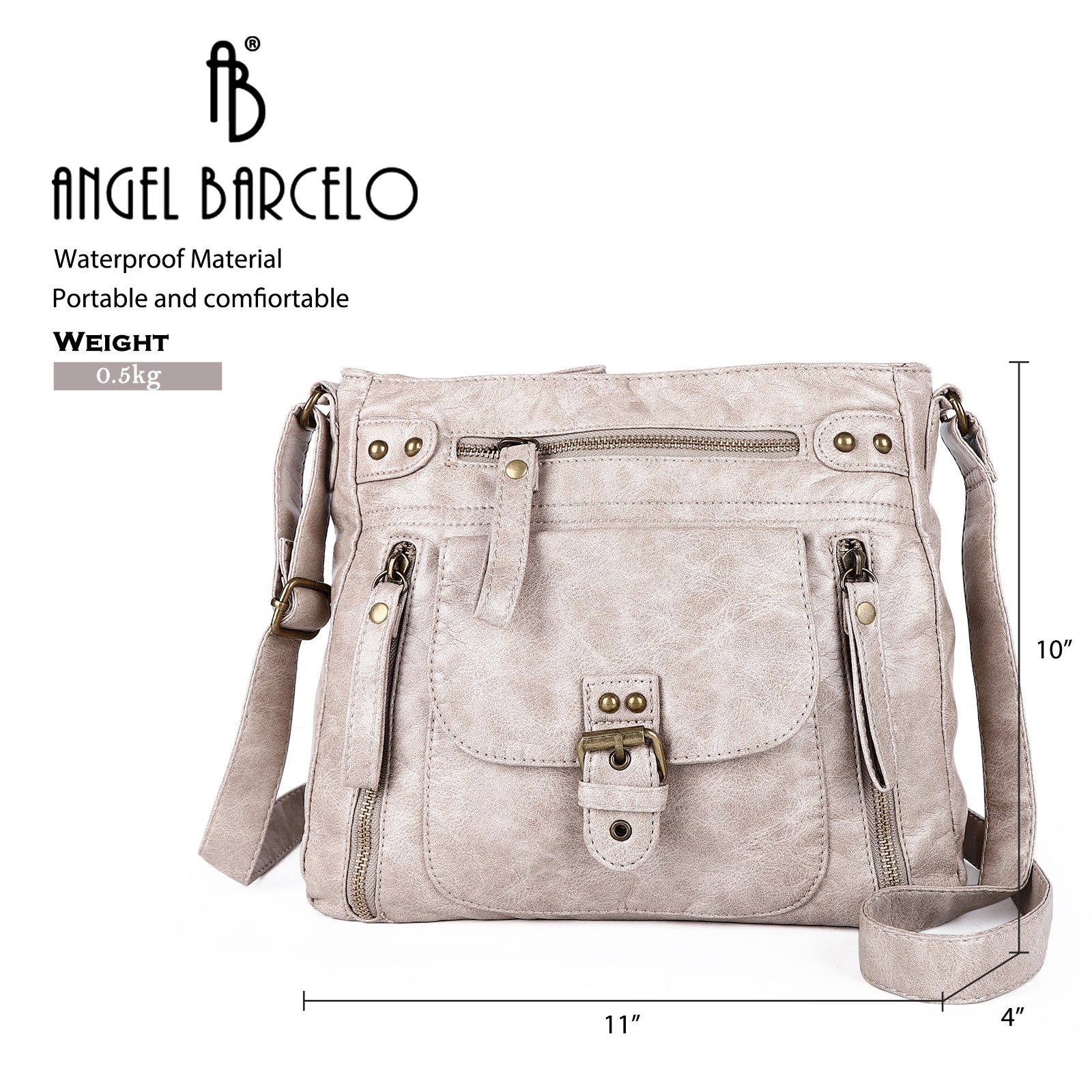 Solid color wash water pu leather adjustable shoulder strap daily shoulder bag-Angelkiss Bag