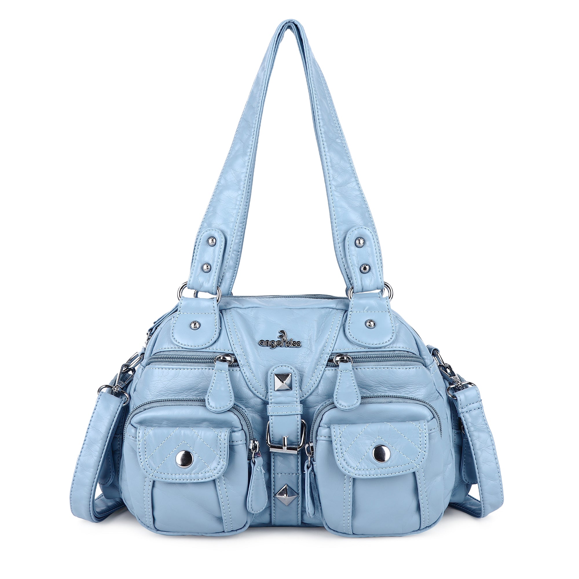 Washed Leather  Multilayer separation individuality Handbag Unique Style For Women-Angelkiss Bag