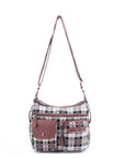 Women's plaid water wash pu leather crossbody bag-Angelkiss Bag