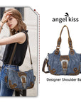 Ladies exquisite chic denim handbag satchel | Angel kiss