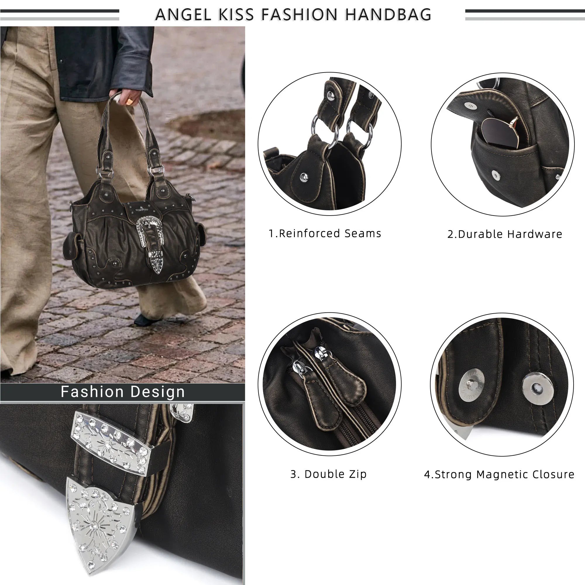 Ladies exquisite chic denim handbag satchel | Angel kiss