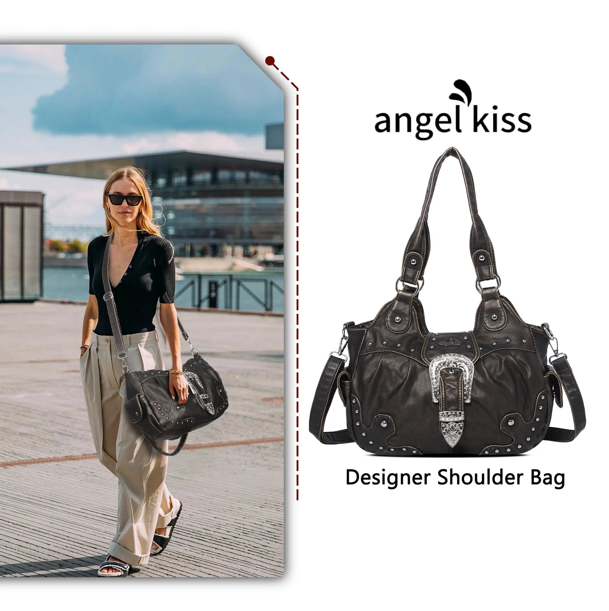 Ladies exquisite chic denim handbag satchel | Angel kiss