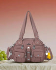 Washed Leather Handbag Unique Style For Women