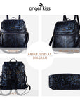 Wash watermark floral vintage backpack-Angelkiss Bag