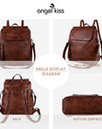 pu leather detachable shoulder strap backpack/crossbody bag-Angelkiss Bag
