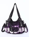 Tie-dye absorbent PU leather shoulder bag for women
