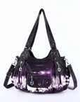 Tie-dye absorbent PU leather shoulder bag for women
