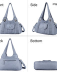 Women's waterproof solid color vintage Hobo shoulder bag and tote-Angelkiss Bag