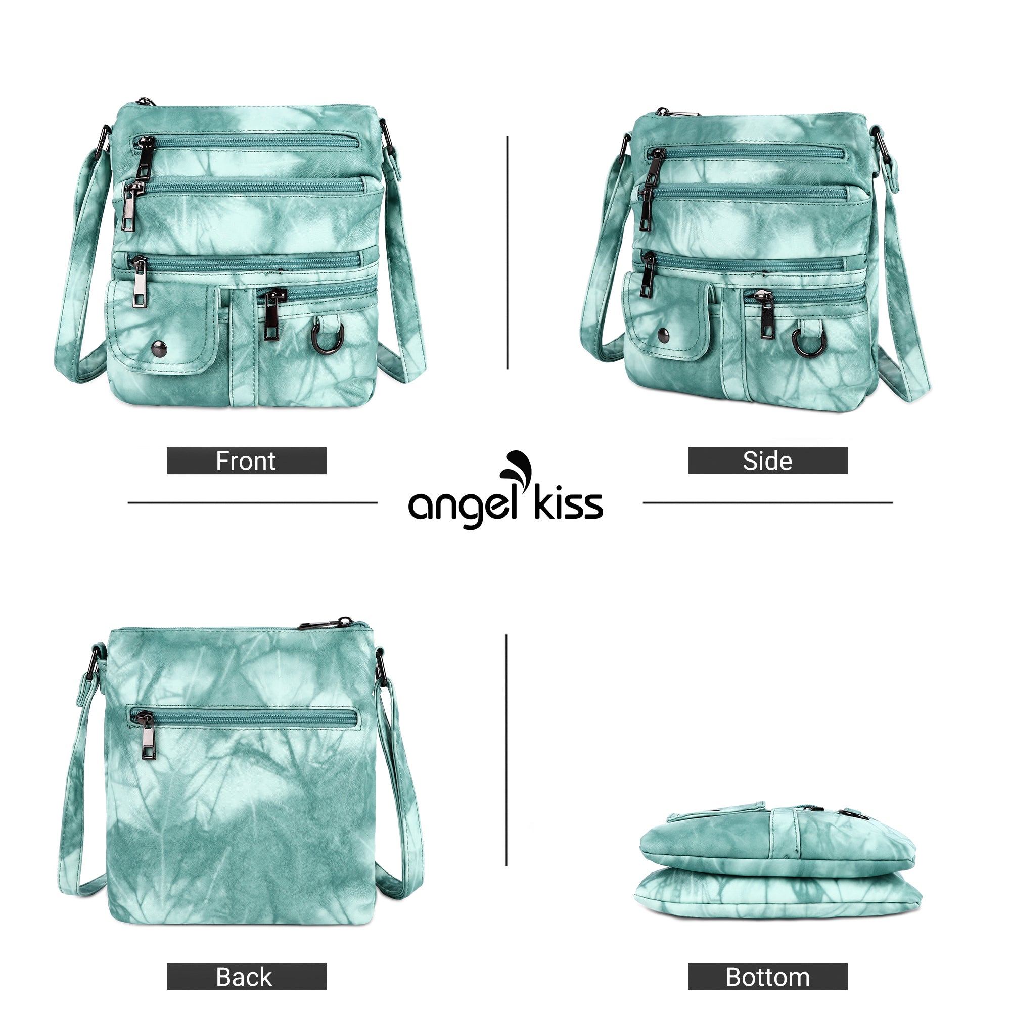 Women's tie-dye vintage pu leather crossbody bag-Angelkiss Bag