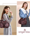 Washed Leather Hobobags Women Shoulder Bags-Angelkiss Bag