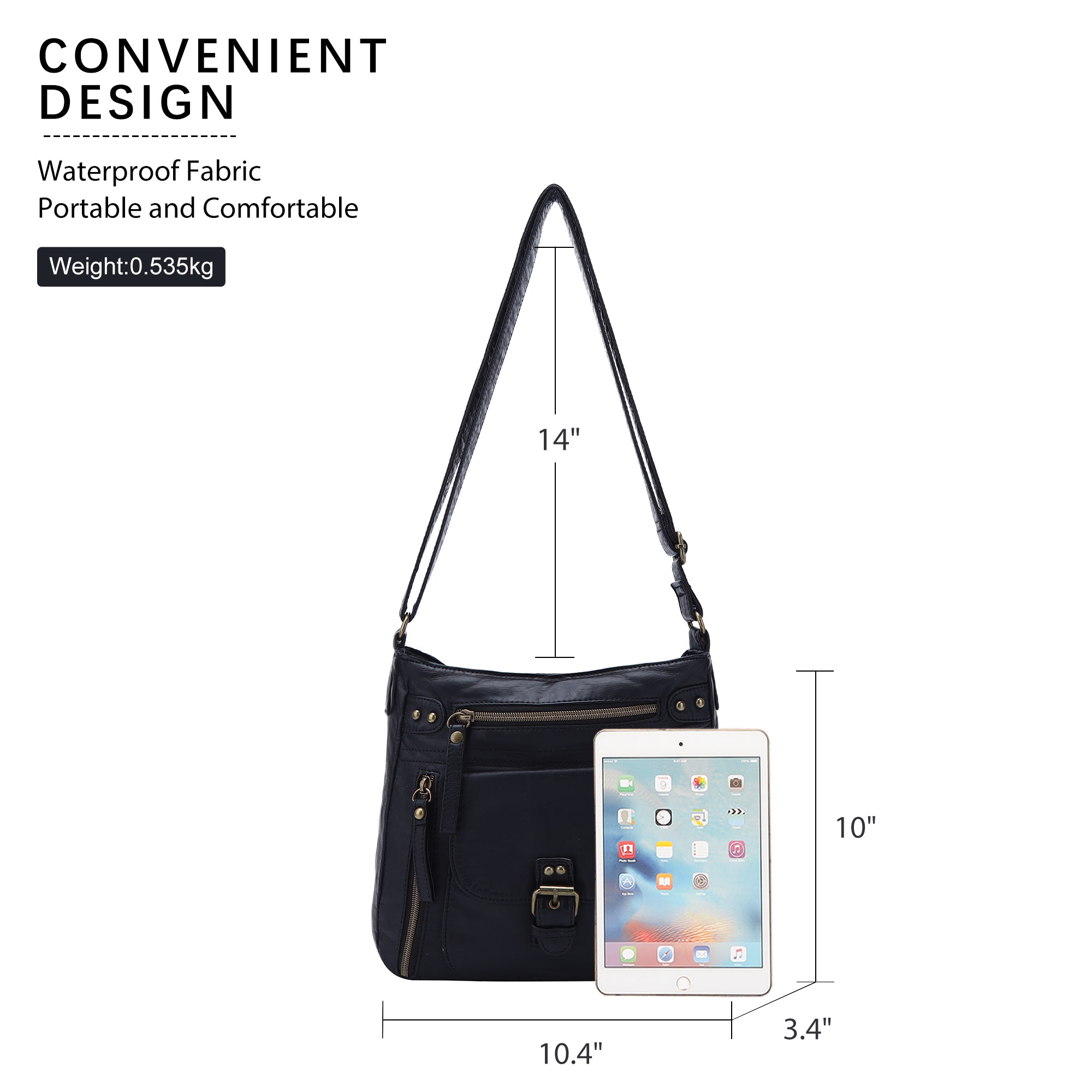 Solid color wash water pu leather adjustable shoulder strap daily shoulder bag-Angelkiss Bag