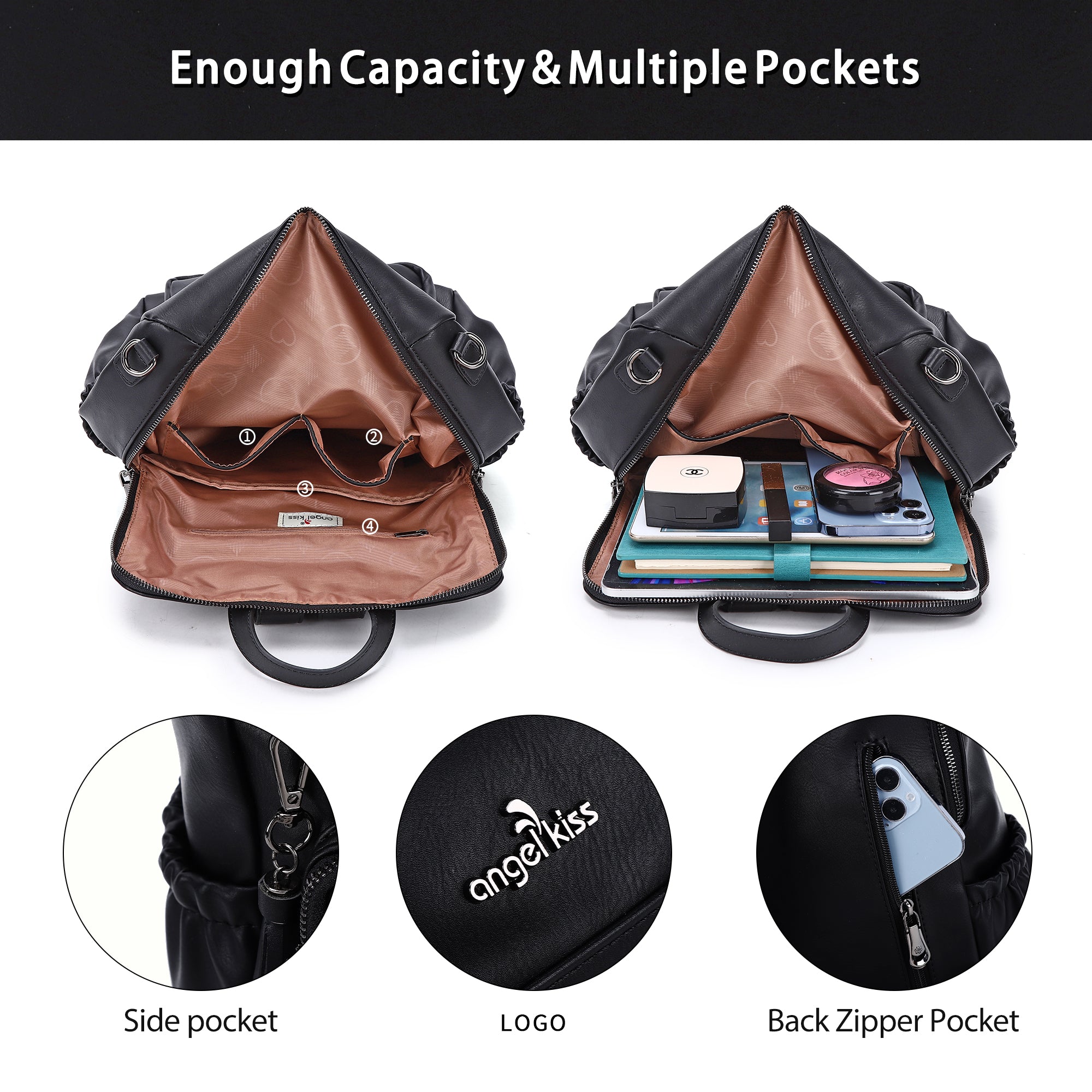 The best large capacity backpacks for weekends travel-Angelkiss Bag