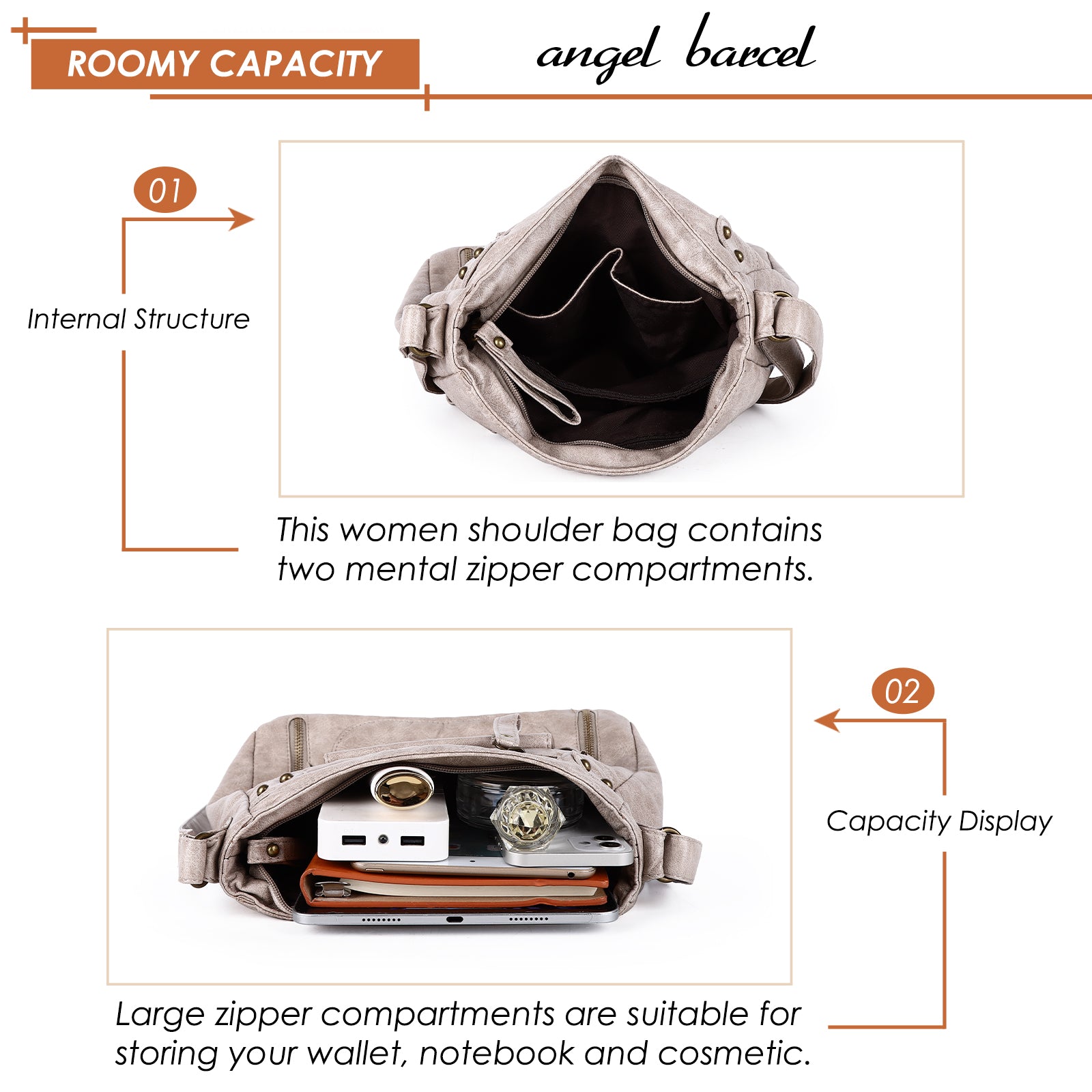 Solid color wash water pu leather adjustable shoulder strap daily shoulder bag-Angelkiss Bag