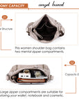 Solid color wash water pu leather adjustable shoulder strap daily shoulder bag-Angelkiss Bag