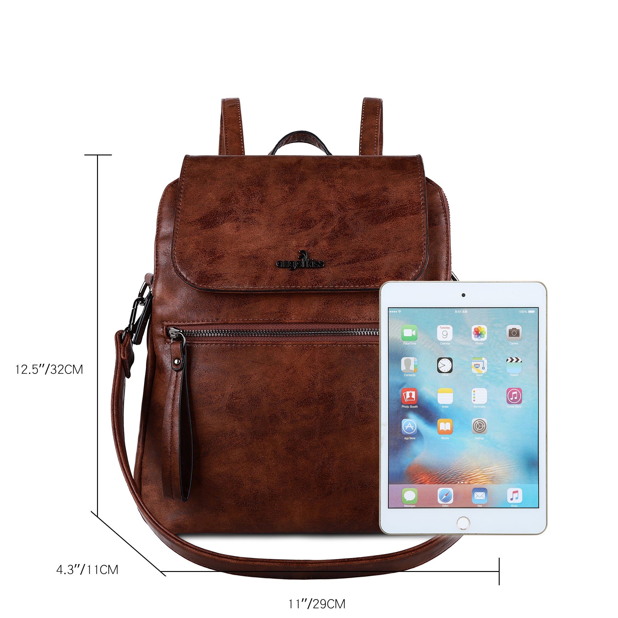 pu leather detachable shoulder strap backpack/crossbody bag-Angelkiss Bag