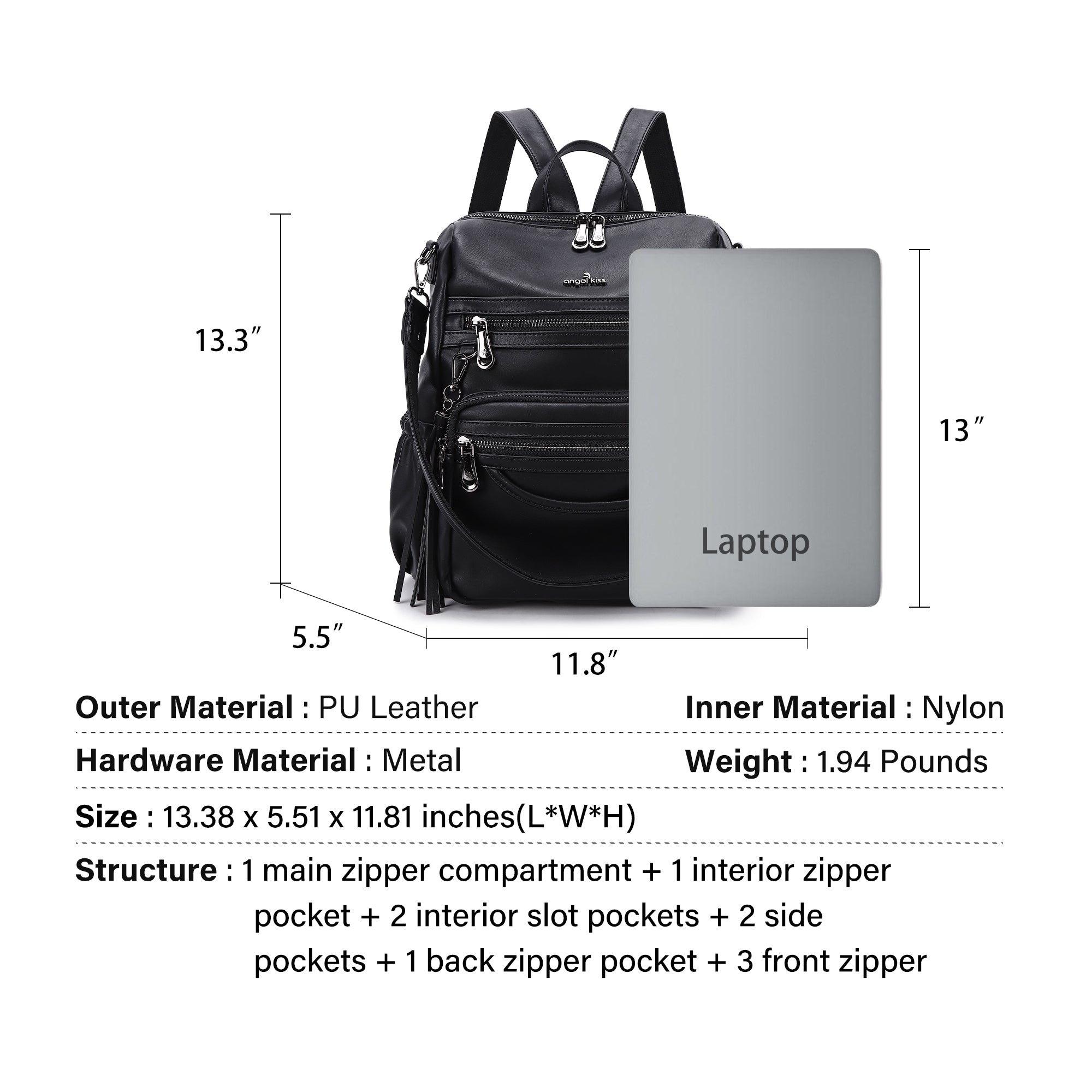 The best large capacity backpacks for weekends travel-Angelkiss Bag