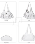 Women Shouder Handbag of Washed PU with Multi-pockets-Angelkiss Bag