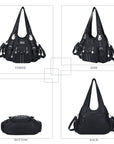 Women Shouder Handbag of Washed PU with Multi-pockets-Angelkiss Bag