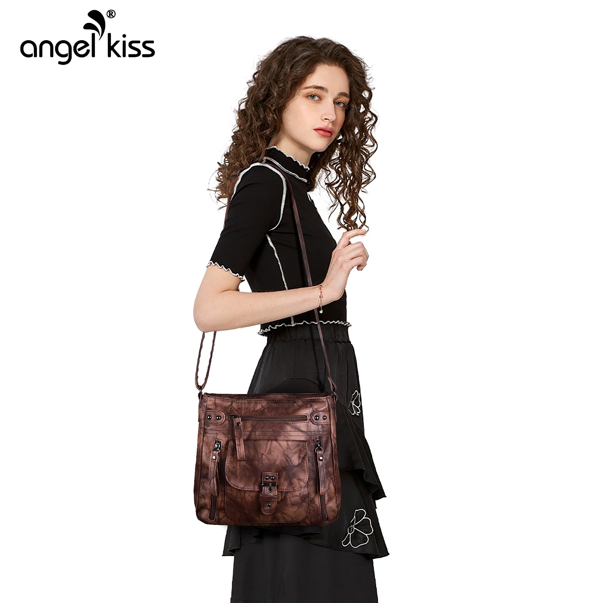 Solid color tie-dye crossbody bag-Angelkiss Bag