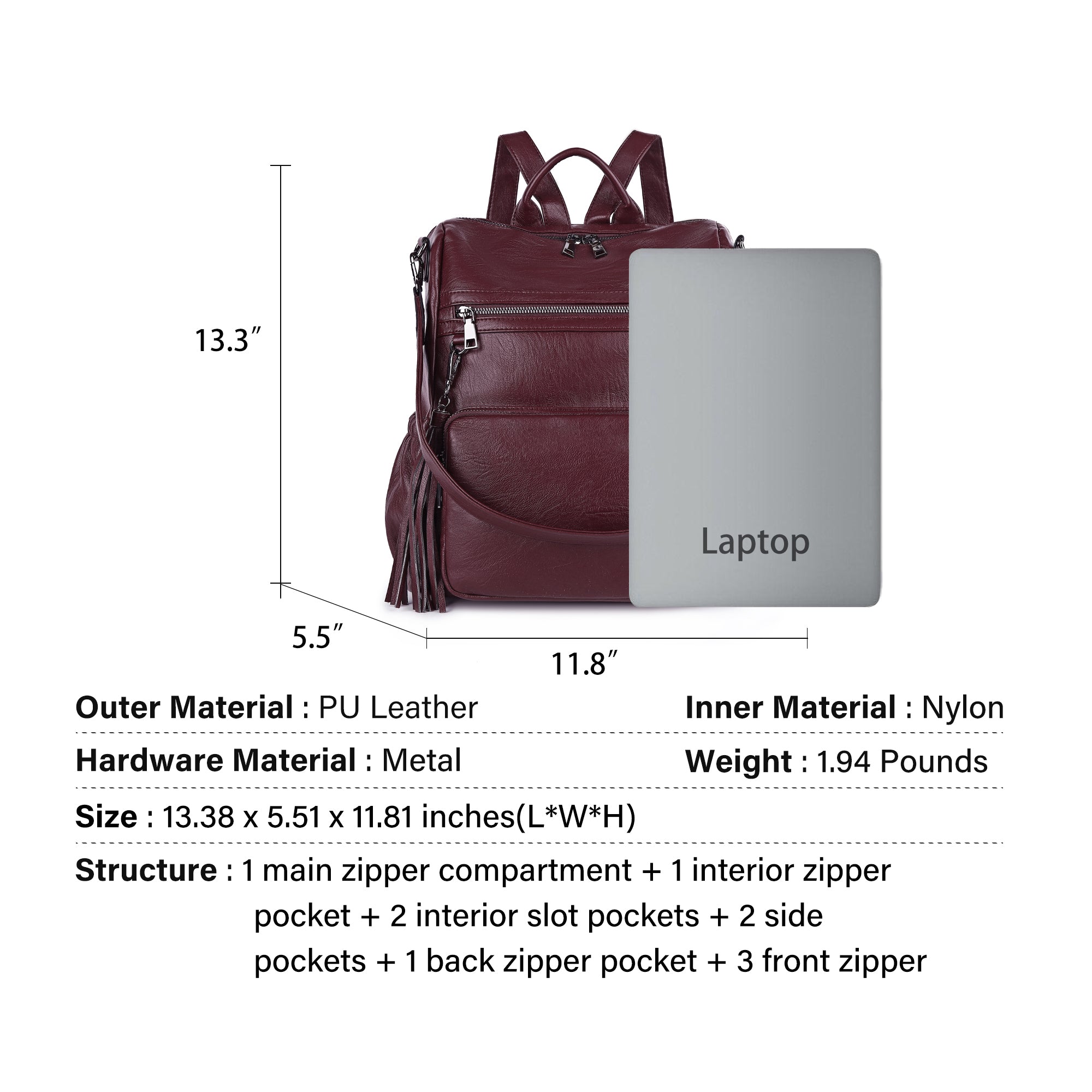 Women's large capacity backpacks for school, pu wash leather-Angelkiss Bag