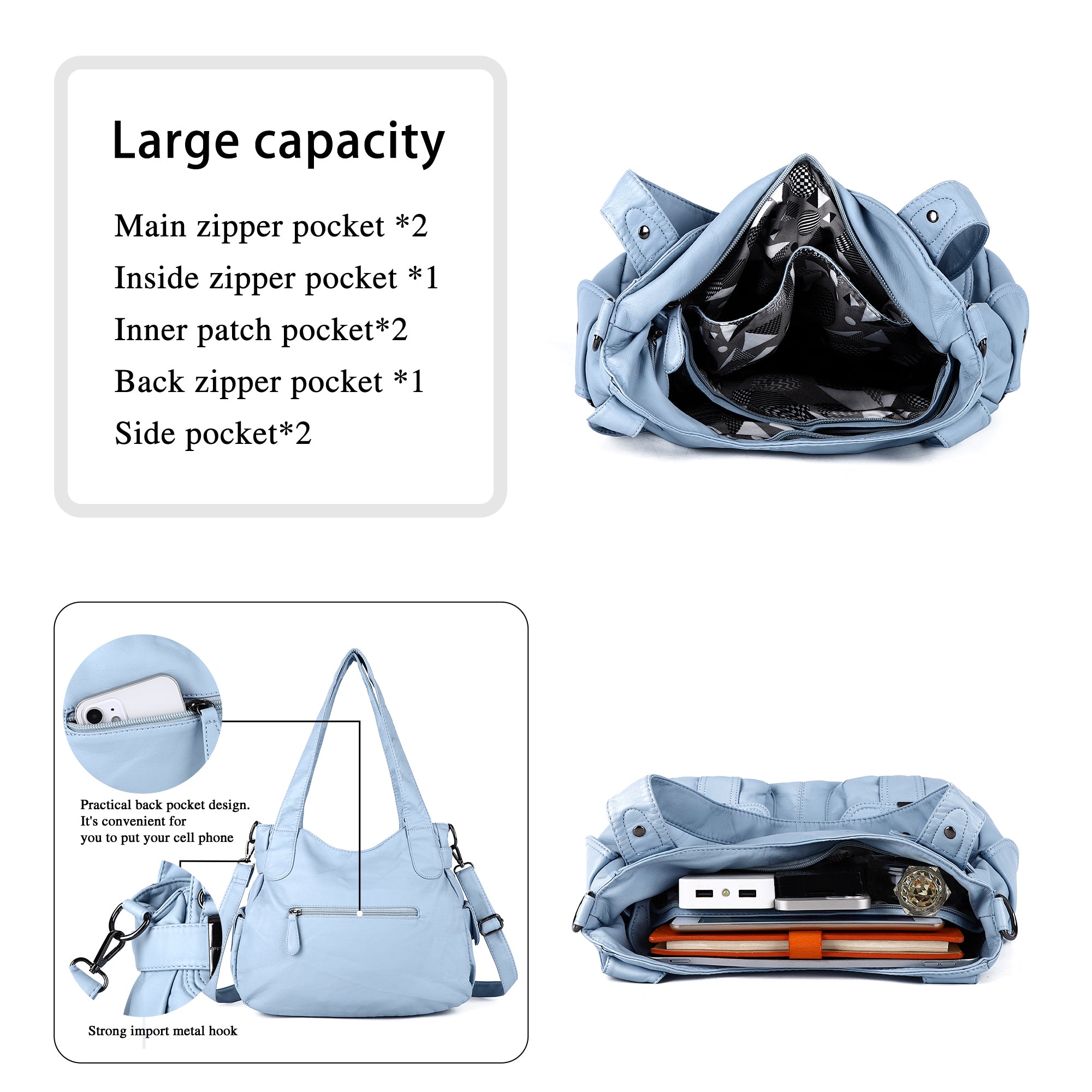 Fashionable Large Capacity Hobo Bag | Angelkiss Bag-Angelkiss Bag