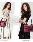 Women's plaid water wash pu leather crossbody bag-Angelkiss Bag