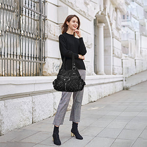 Women Large capacity hobo  Handbag Washed PU Leather-Angelkiss Bag