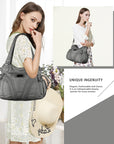 washed Large capacity Daily women Waterproof unique hobo handbag-Angelkiss Bag