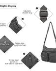 Small Plaid Washed PU Leather Multi-Pocket Crossbody Bag