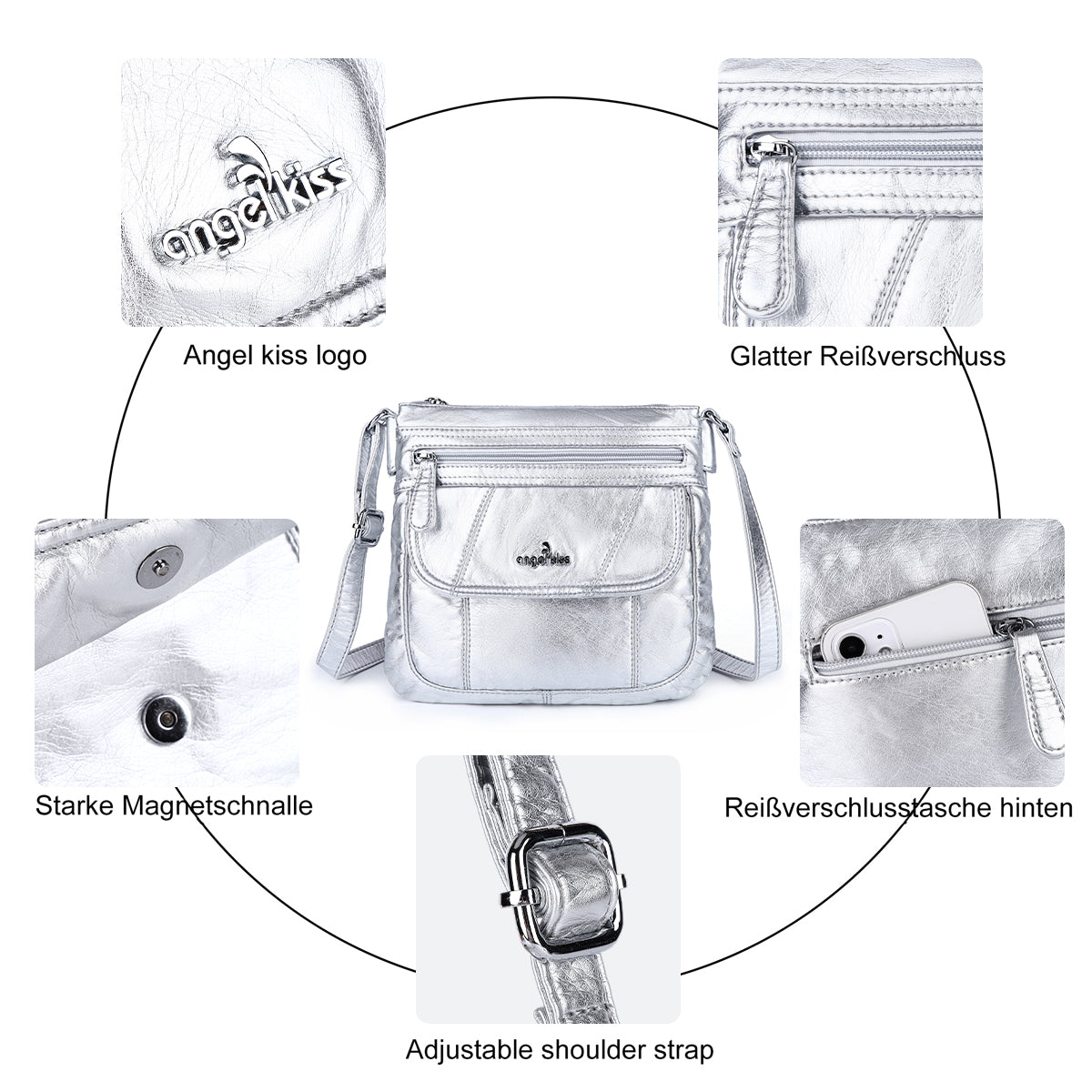 Women's  business  washed Comfort shoulder bag-Angelkiss Bag