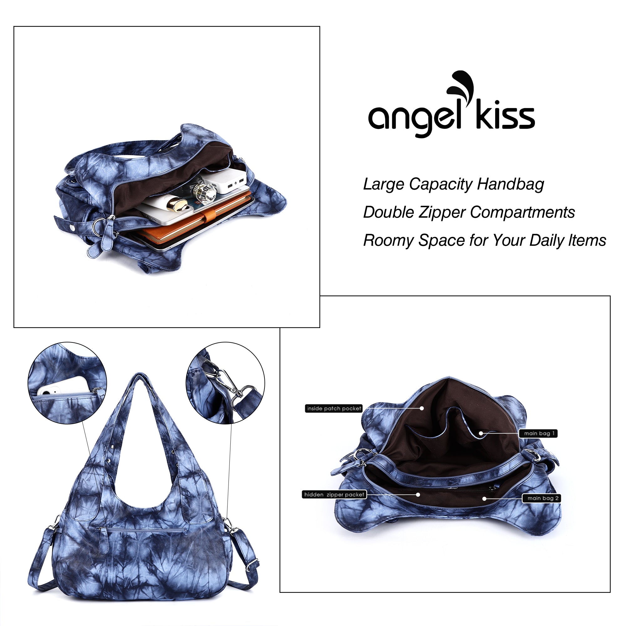 Hobo tie-dye vintage shoulder purse-Angelkiss Bag