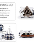 Plaid vintage wash PU leather women's shoulder bag tote bag-Angelkiss Bag