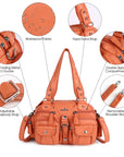 Washed Leather Multilayer separation individuality Handbag Unique Style For Women-Angelkiss Bag