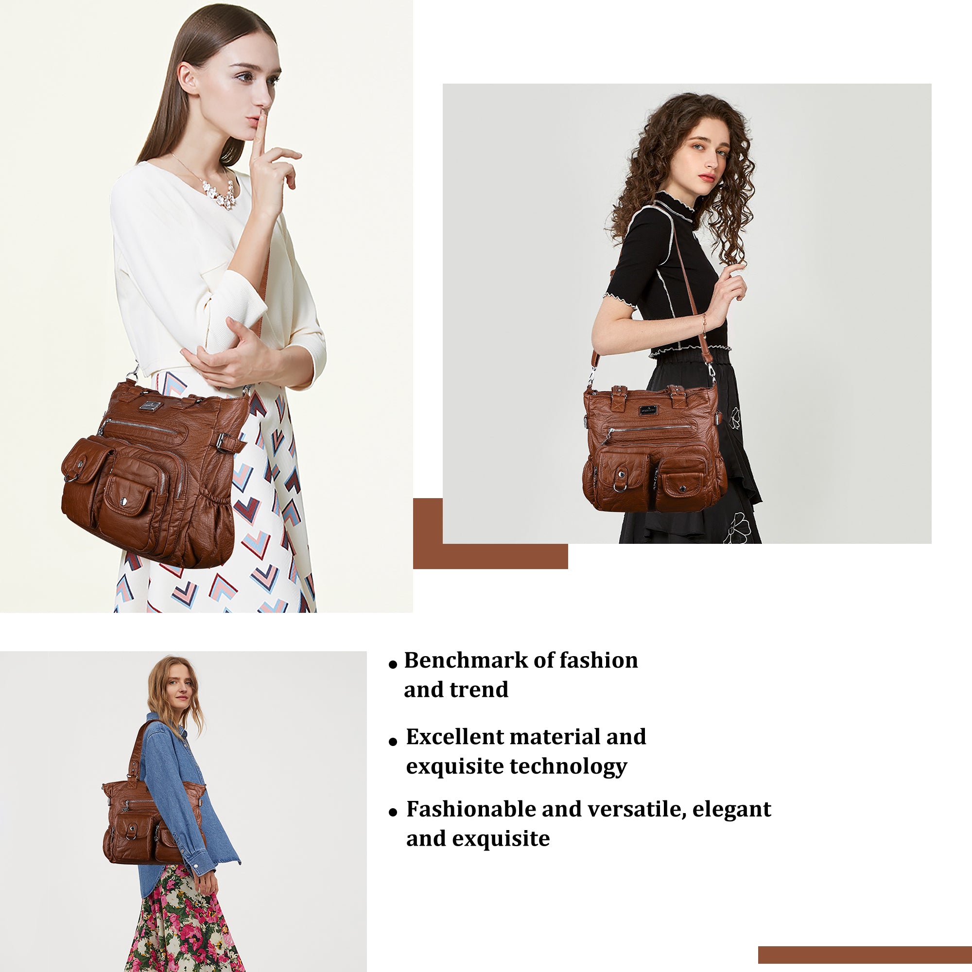 Large Muti-Pocket Women Hobo Shoulder Bag-Angelkiss Bag