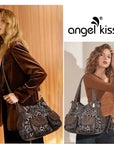 Bolso hobo de gran capacidad, creativo, hecho a mano y teñido anudado | Angelkiss Bag