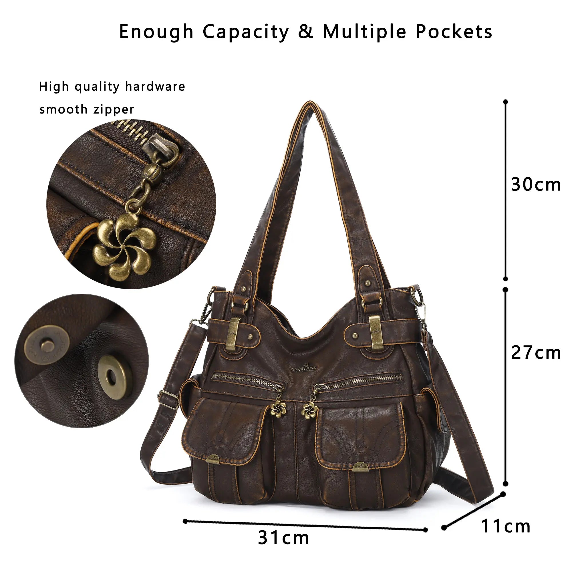 Versatile Women's Bag|Soft Vegan Leather Multi-Pocket  Crossbody Shoulder