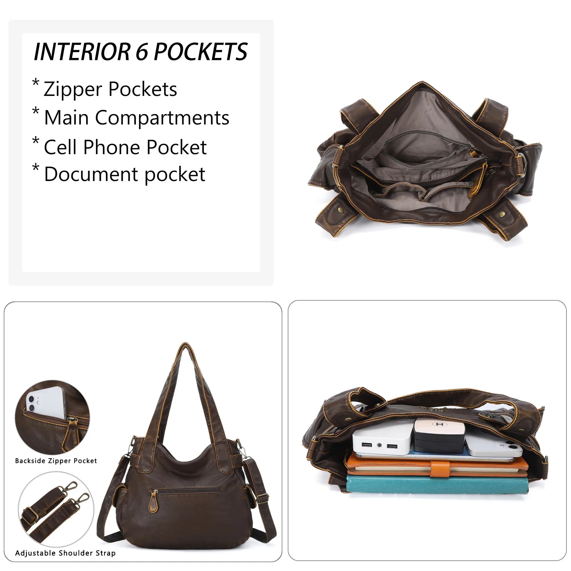 Versatile Women's Bag|Soft Vegan Leather Multi-Pocket  Crossbody Shoulder