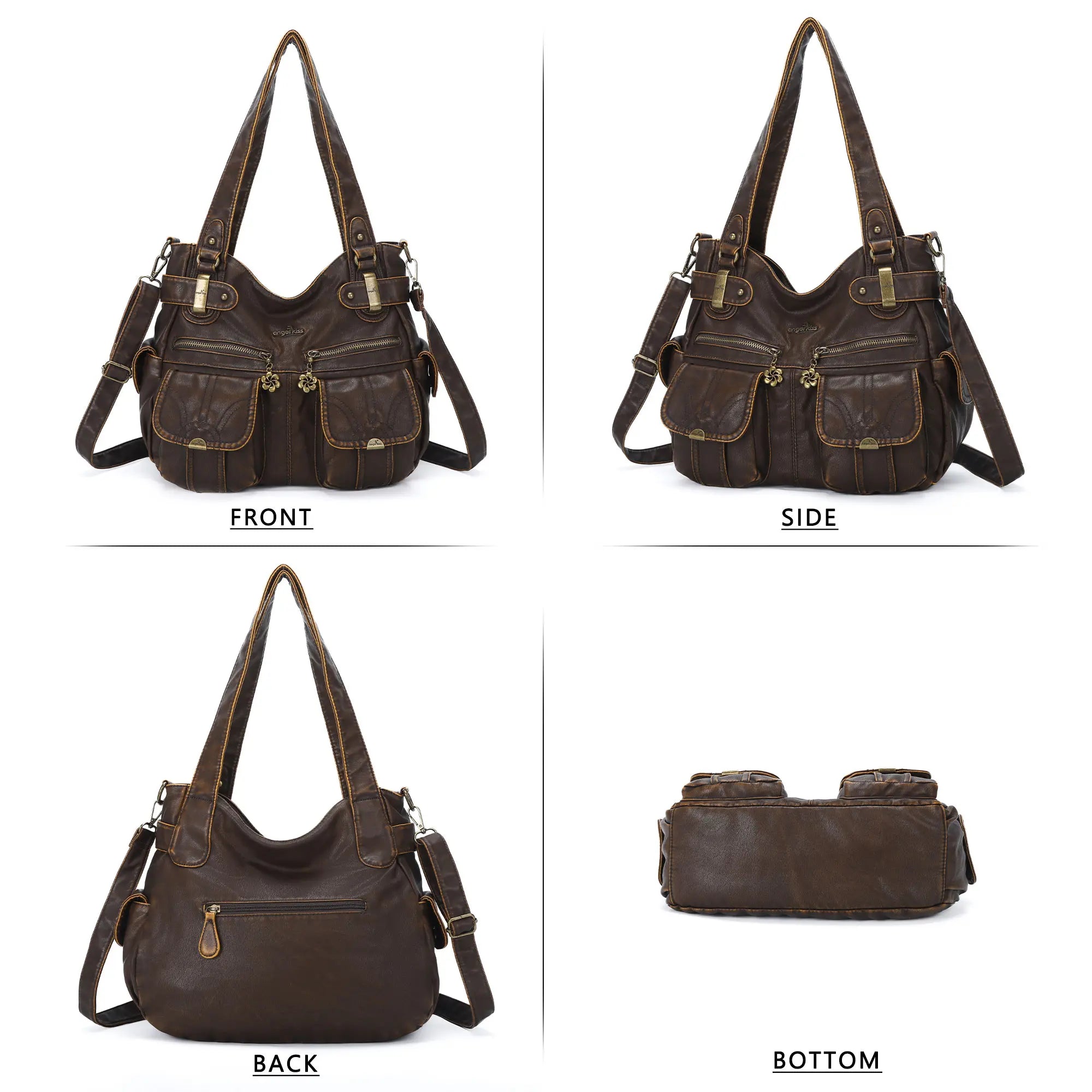 Versatile Women's Bag|Soft Vegan Leather Multi-Pocket  Crossbody Shoulder