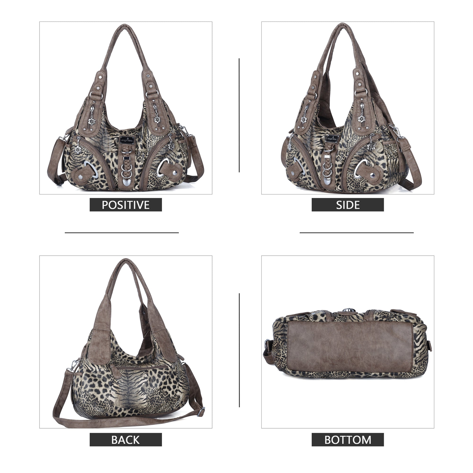 Hobo Leopard print Shoulder  Handbag-Angelkiss Bag