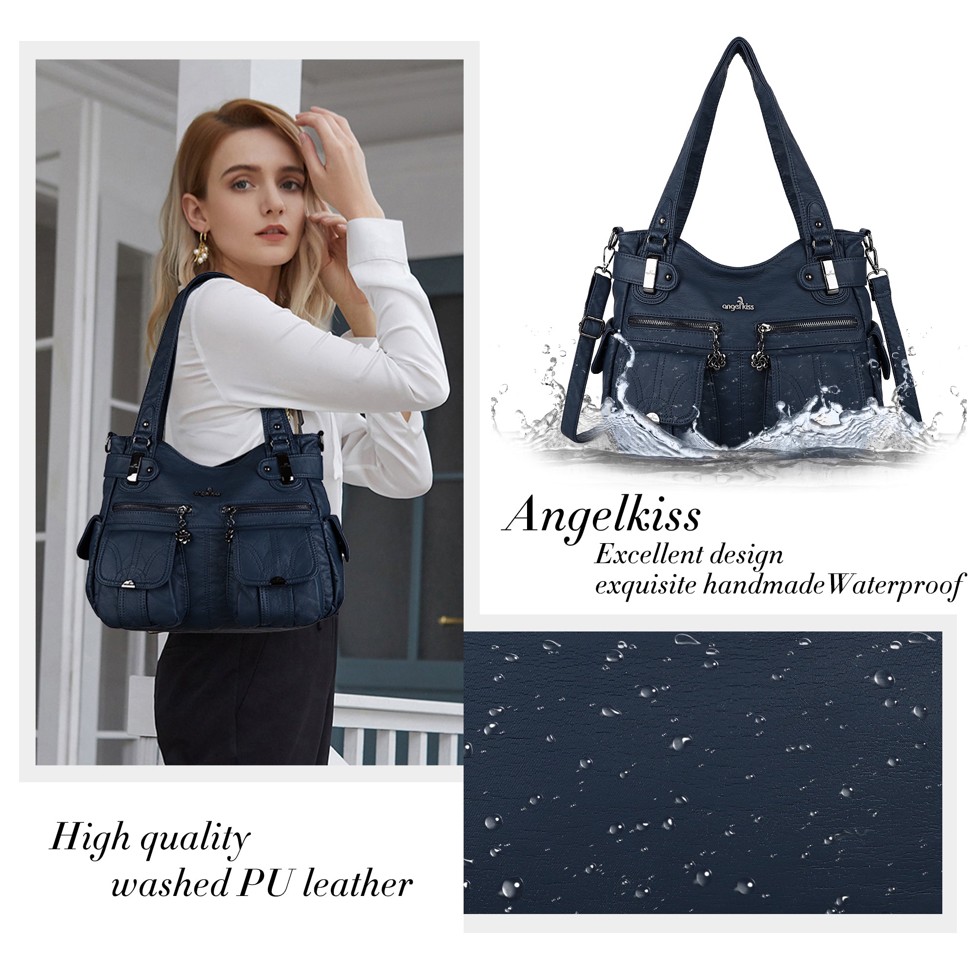 Fashionable  Handbags Women Tote Shoulder Top Handle Satchel Hobo Bags-Angelkiss Bag