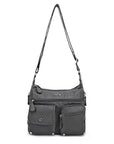 Small Plaid Washed PU Leather Multi-Pocket Crossbody Bag