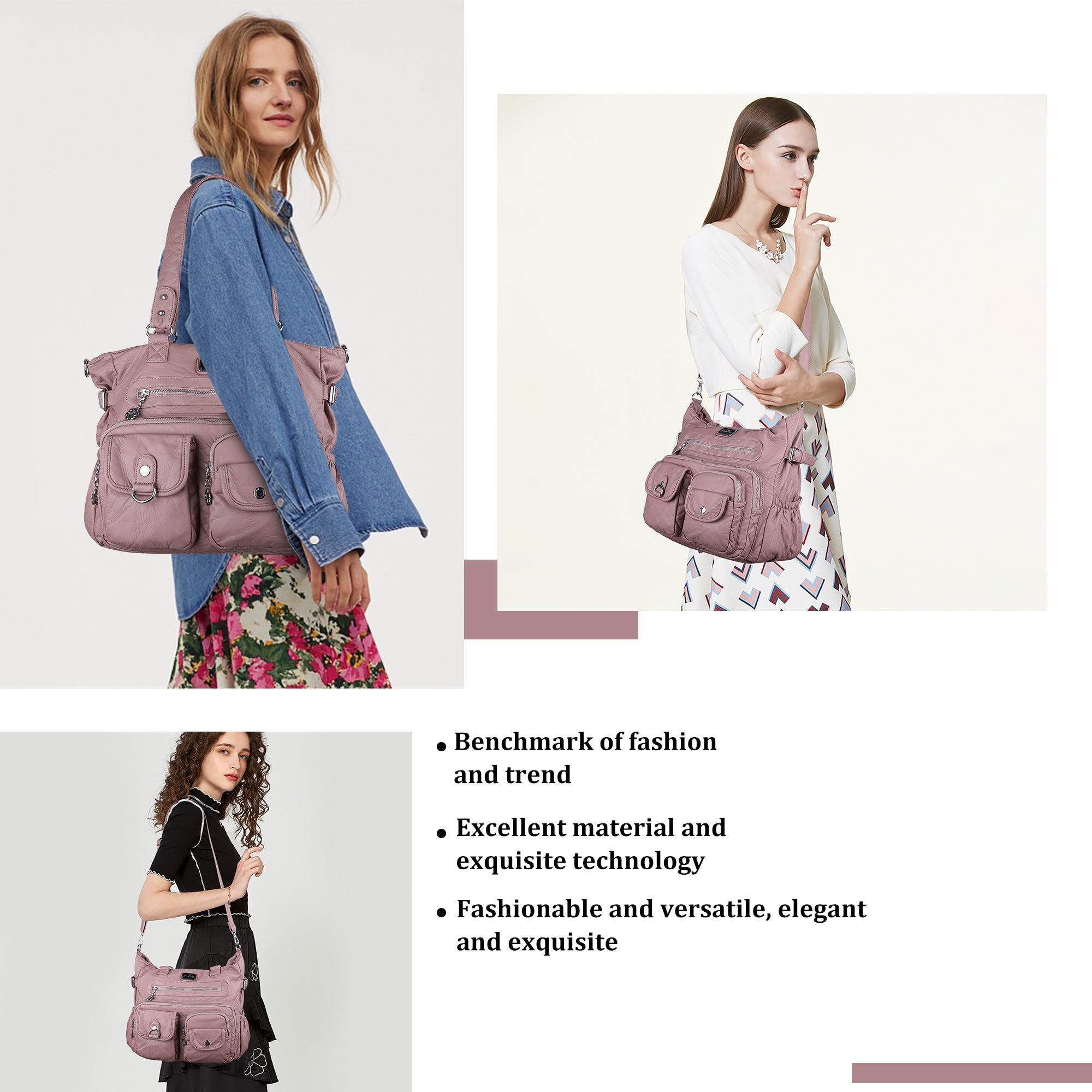 Large Muti-Pocket Women Hobo Shoulder Bag-Angelkiss Bag