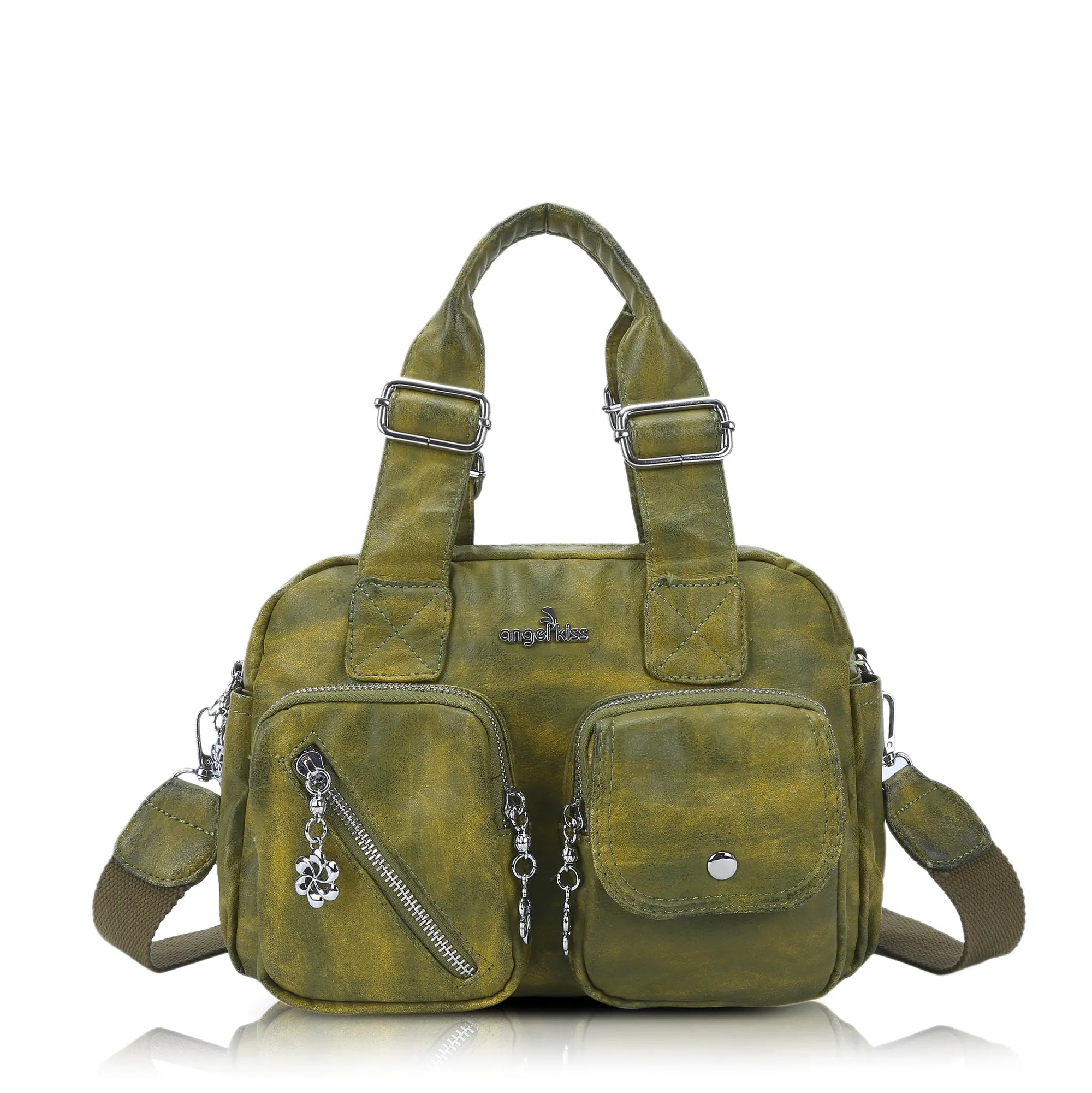 Vintage Green Handbag & Wallet Set|Large Capacity Tote for Women