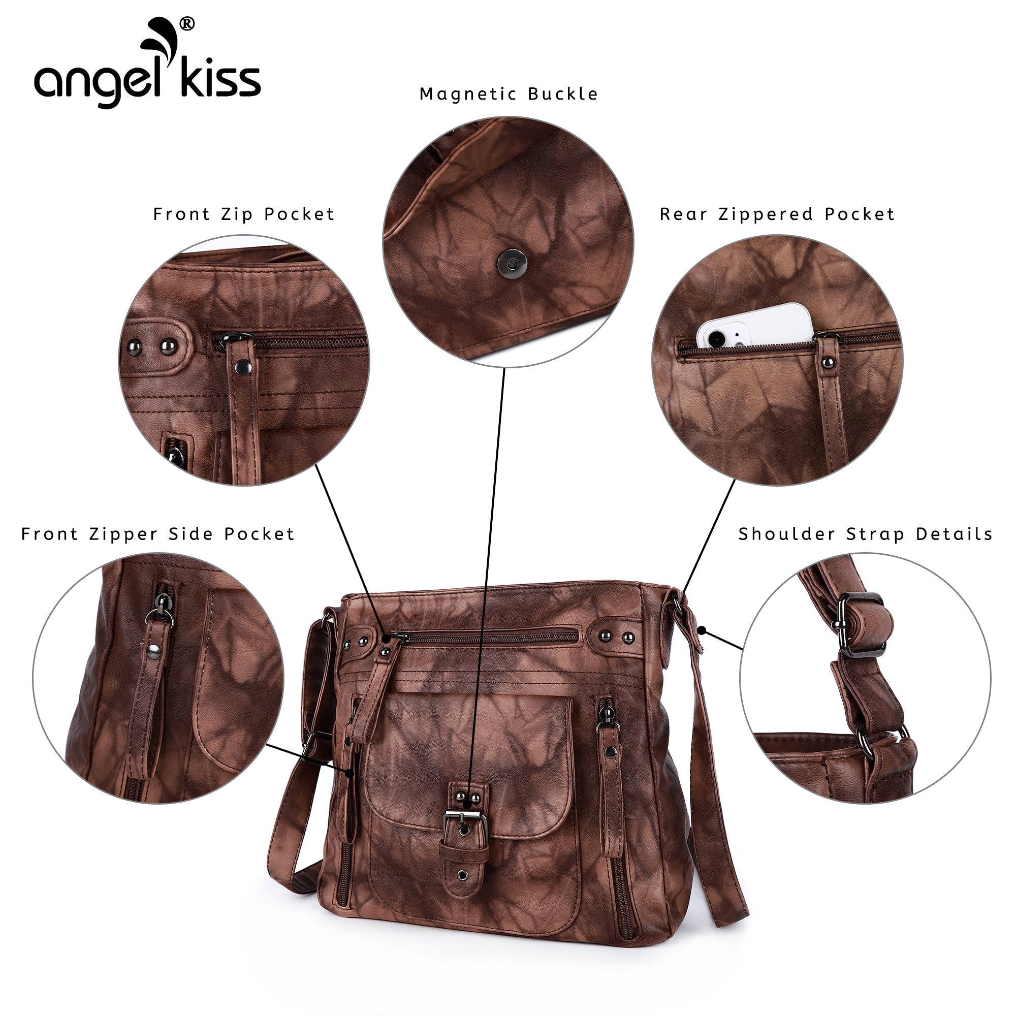 Solid color tie-dye crossbody bag-Angelkiss Bag