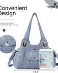 Women's waterproof solid color vintage Hobo shoulder bag and tote-Angelkiss Bag