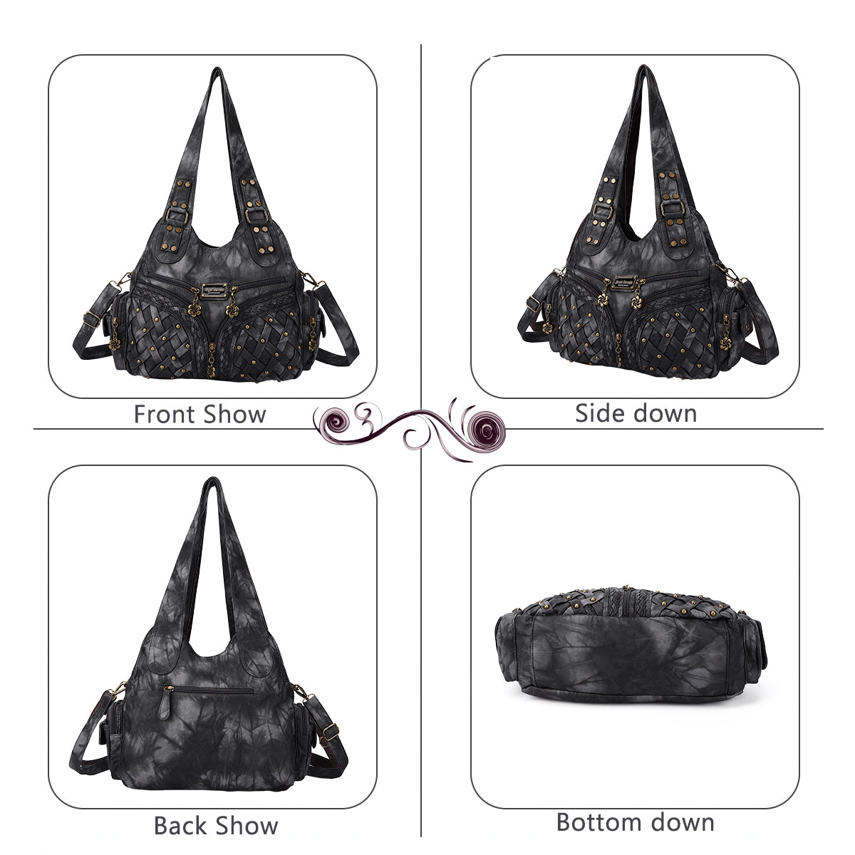 Women shoulder Handbag of High Quality Washed PU Leather-Angelkiss Bag