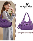 Women handbag with High Quality Washed PU Multi Purpose tote bag-Angelkiss Bag