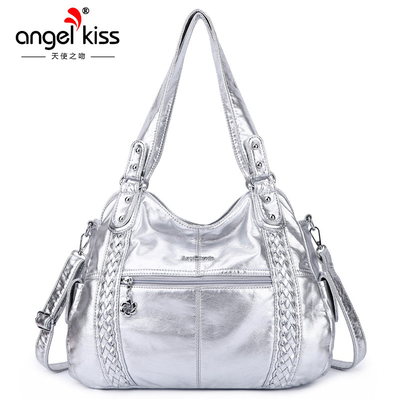 Solid color personality multi-functional spacious tote bag-Angelkiss Bag