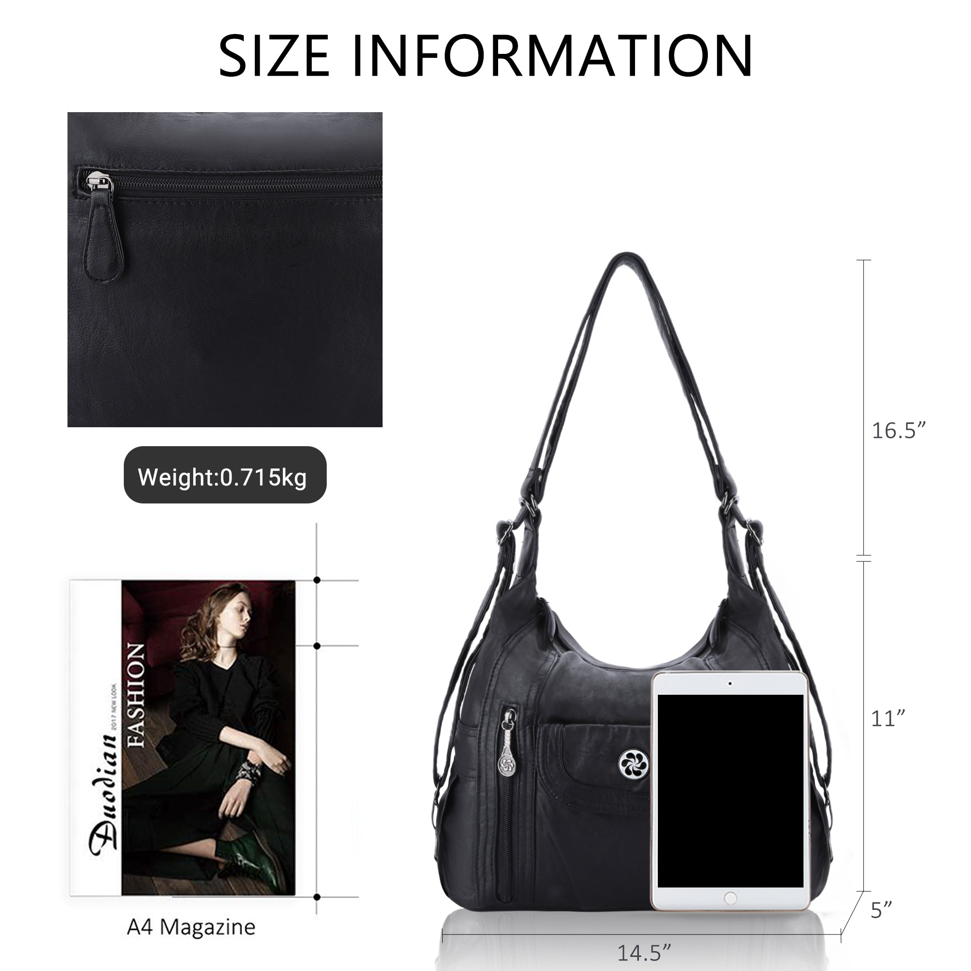 Retro solid color multi-functional traditional design tote bag-Angelkiss Bag