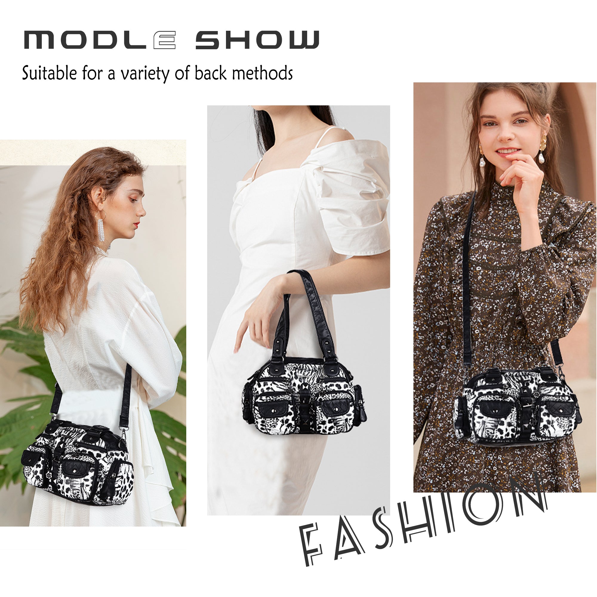 Washed Leather  Leopard print waterproof Handbag Unique Style For Women shoulder bag-Angelkiss Bag
